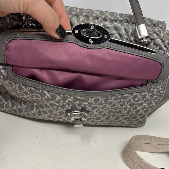 Coach Madeline Madison 25215 Gray Jacquard Leather Satchel Shoulder Crossbody - Picture 12 of 16